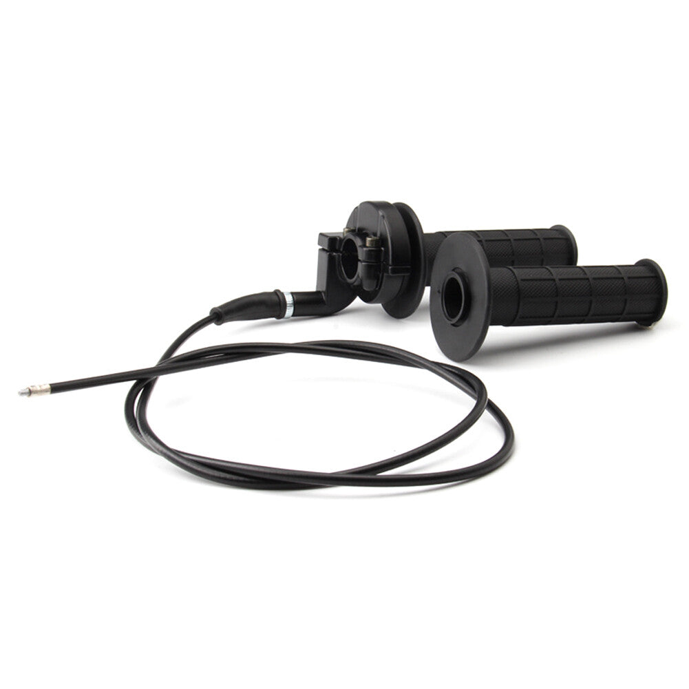 7/8 22mm Handle Throttle Clamp Hand Grip with Twist Cable Motor Bike Black 2Pcs