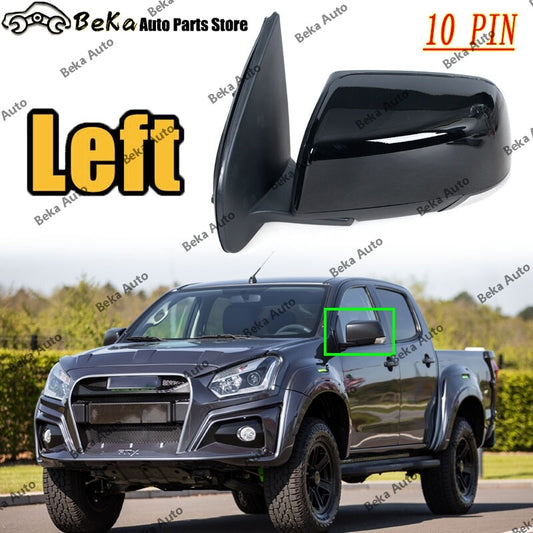 for ISUZU D-MAX DMax 2012-2019, left rearview mirror with folding heated lens, 10-inch.