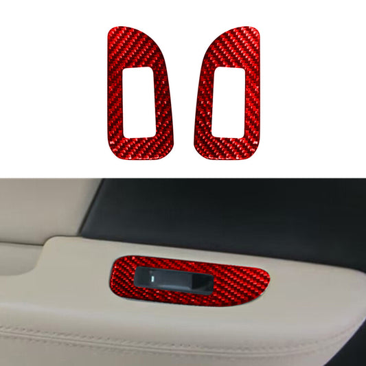 Red Carbon Fiber Rear Door Control Inner Frame Cover for Chrysler 200 2011-2014