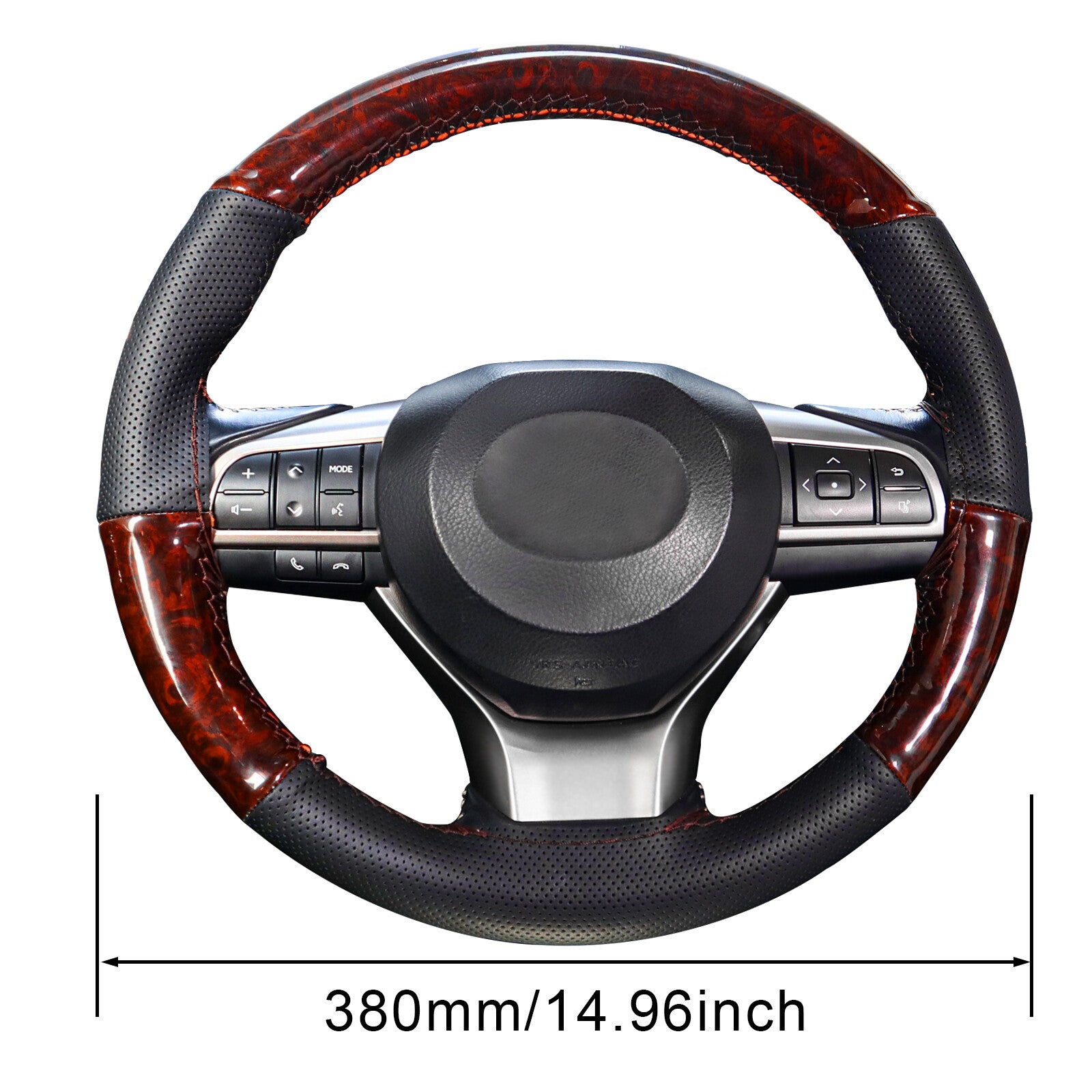 Steering wheel cover in wood look universal 38CM DIY leather wood steering wheel cover car