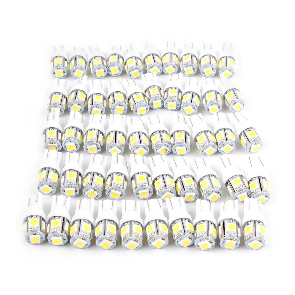 50pcs Pure White T10 168 194 5050 5SMD LED Interior Dome Map License Light Bulb