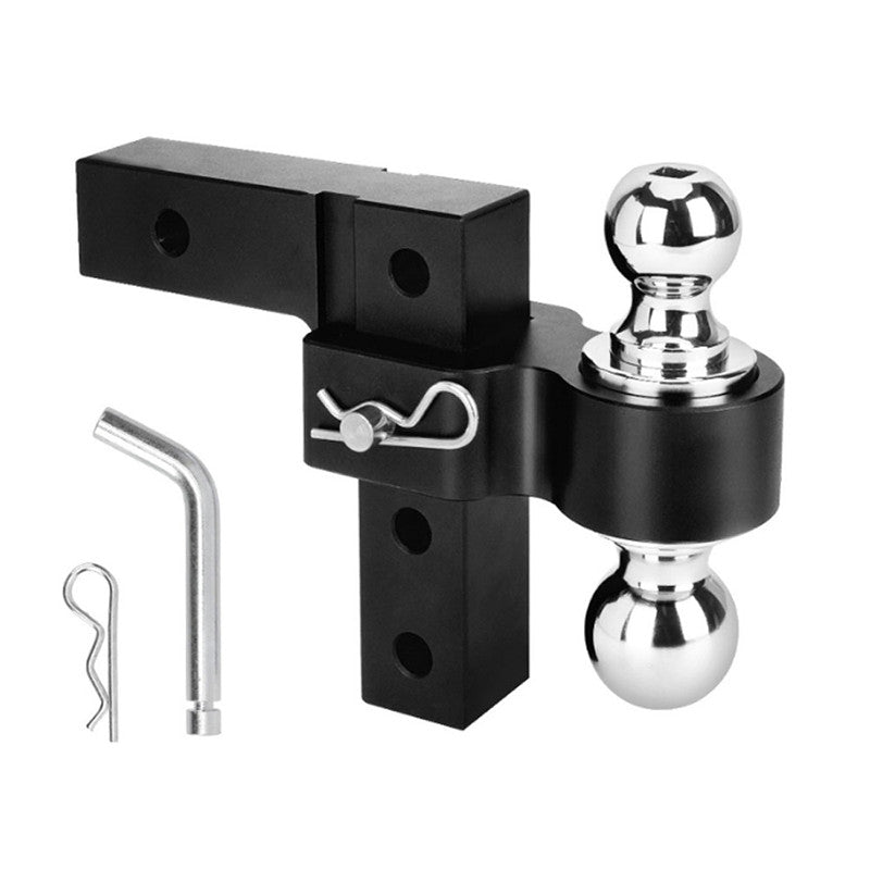 Black dual-ball 6-inch drop adjustable trailer hitch for 2-inch receivers