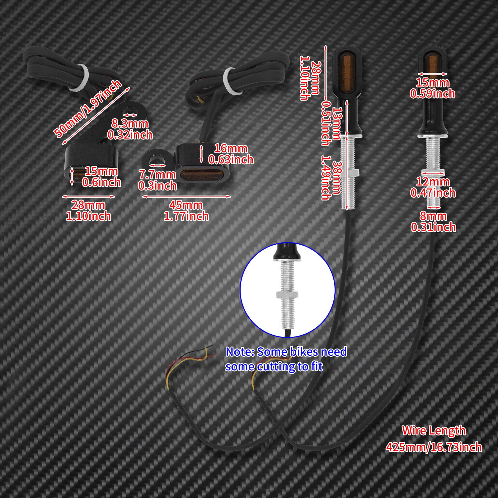 Front Rear Clutch for Mini Turn Signal Indicator Black Light Fit for Harley XL883