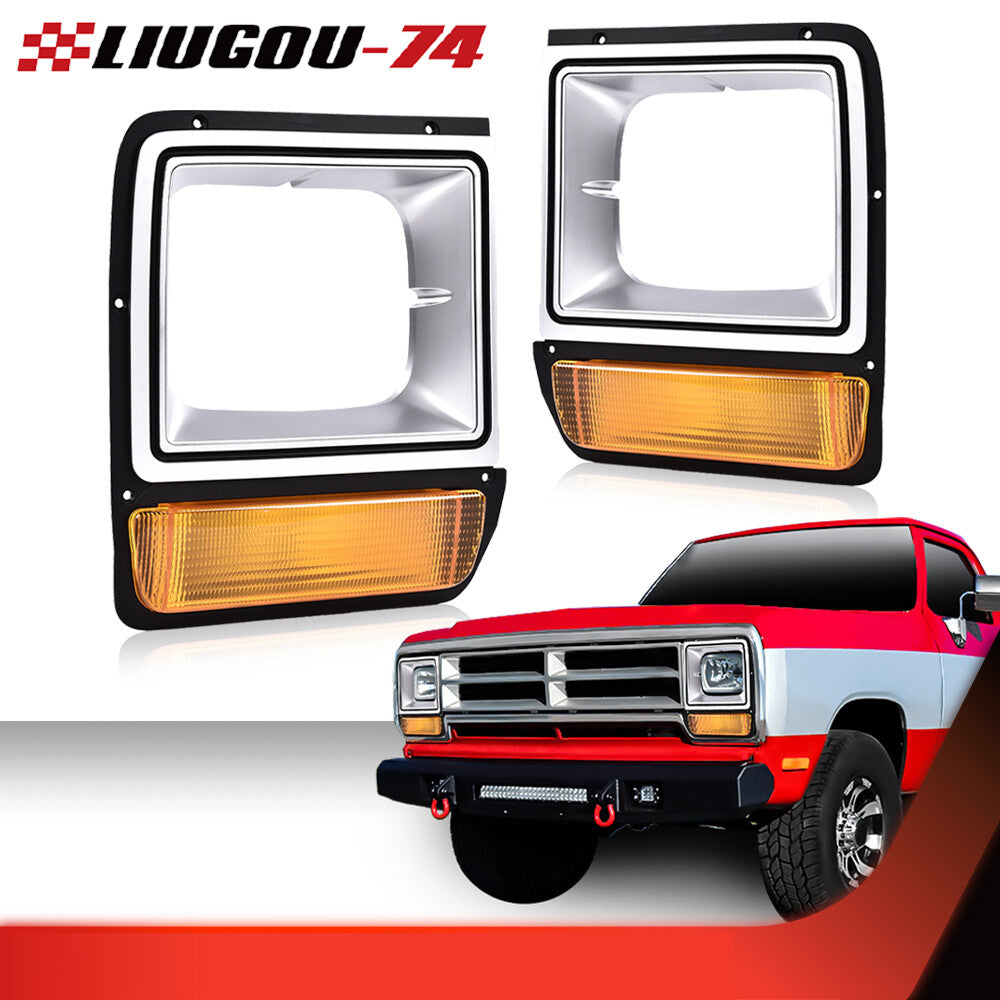 Suitable for 1986-90 for Dodge pickup trucks. Headlight and fender kit with corner parking lights.