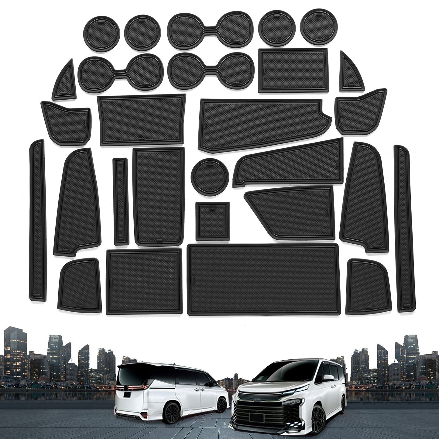 Car Gate Slot Mat for Toyota Noah Voxy 90 Series Anti-Slip Pad Accessories BLACK
