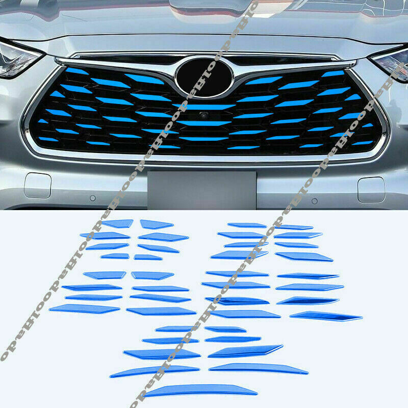Blue Front Bumper Center Grille Strip Decal Trim for Toyota Highlander 2020-2023