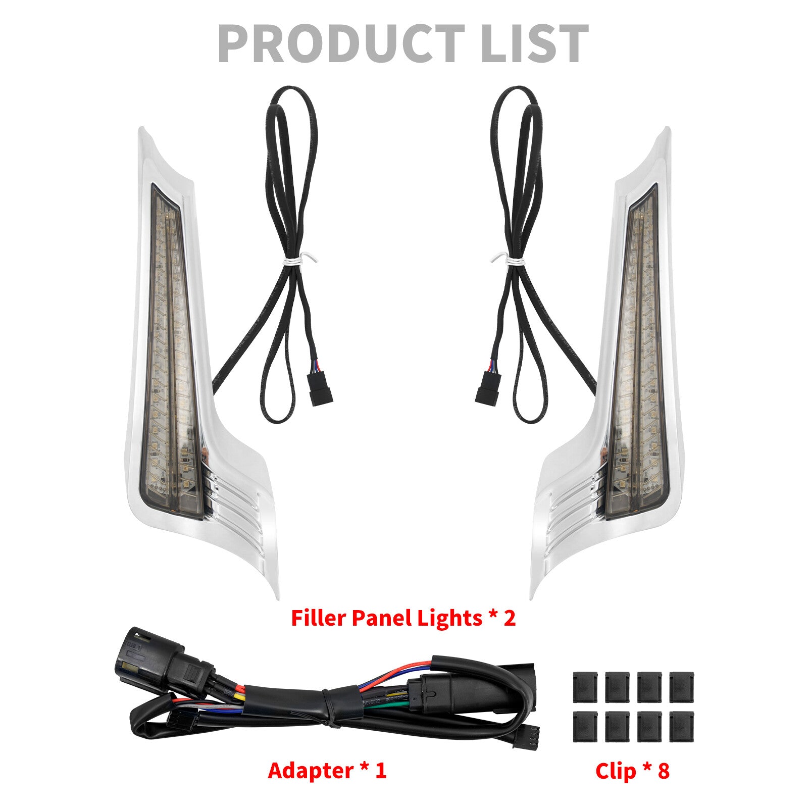 Chrome Fender Filler Panel Turn Singal Light for Harley Road Street Glide 14-23