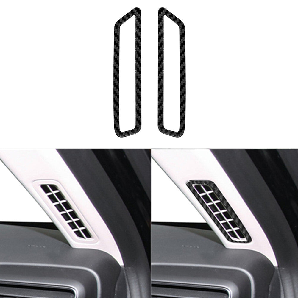 2X Carbon Fiber Front Door Pillars Vent Cover Trim for Ford Explorer 2020-2023