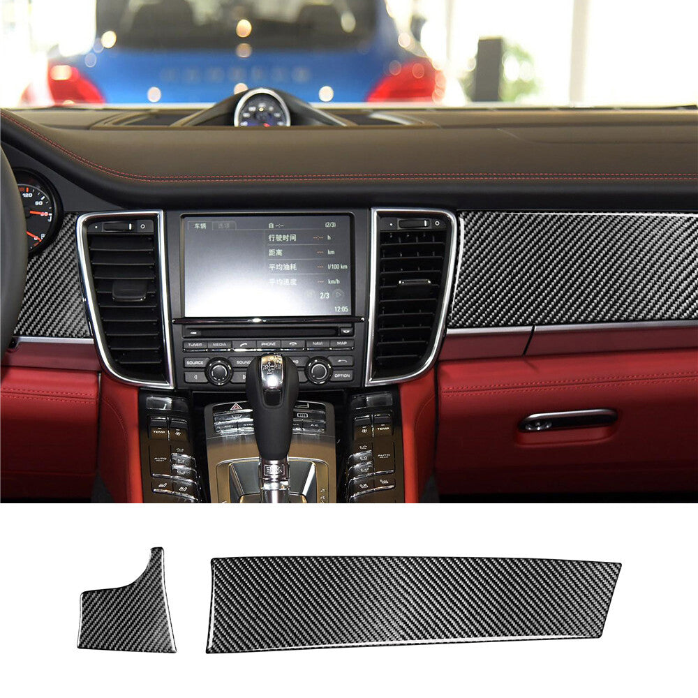 for Porsche for Panamera 2010-2016 Carbon Fiber Central Control Dashboard Panel Trim
