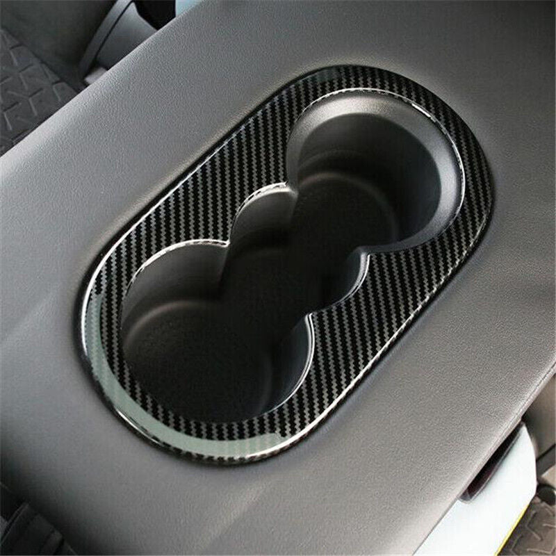 Carbon Fiber Rear Water Cup Holder Panel Cover Trim for Volkswagen ID.4 2021-23