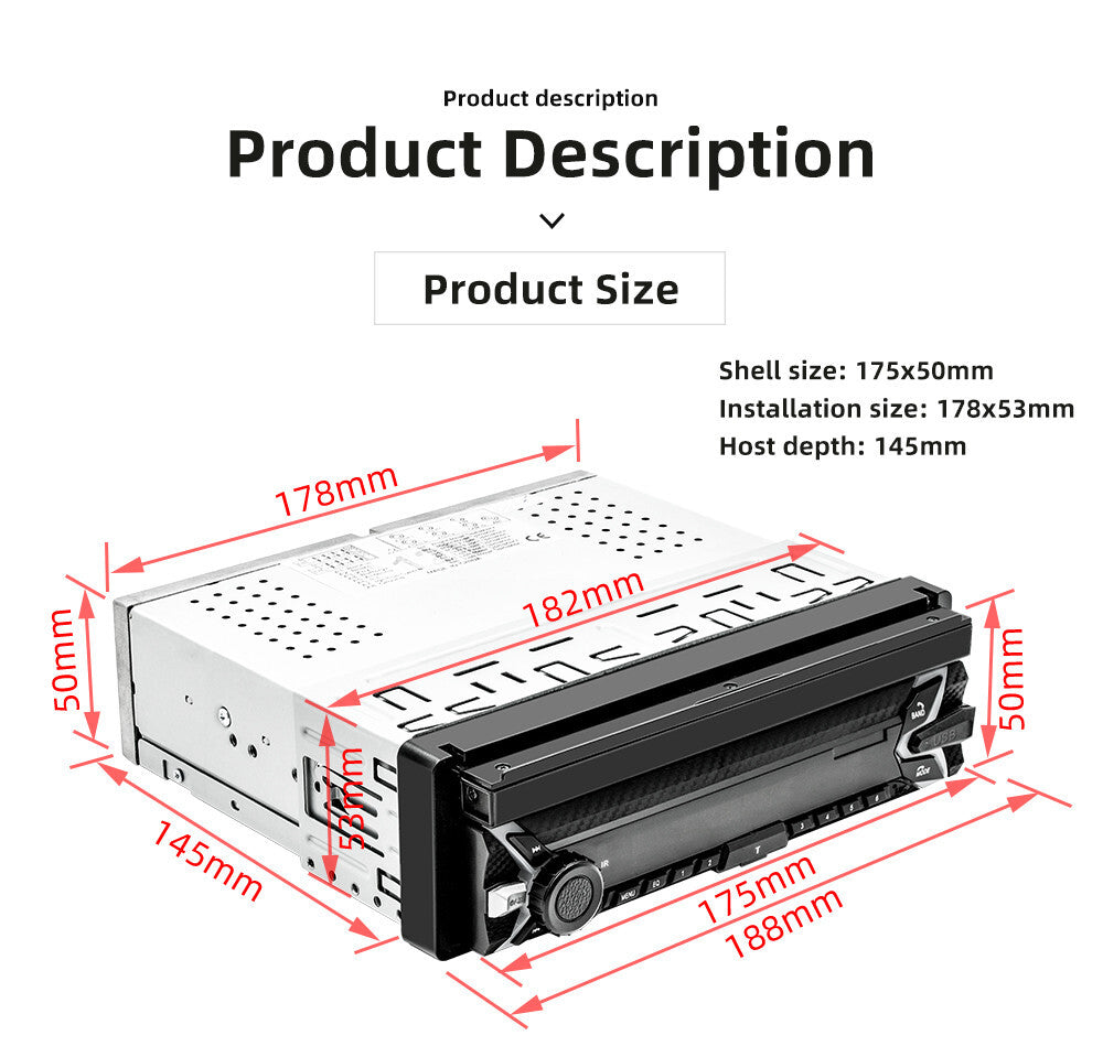 Single Din 7in Car Stereo Radio For Carplay Android Auto Bluetooth Mirror Link
