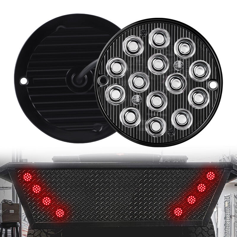 4PCS 3'' Round Red 14 LED Truck Trailer Stop Turn Tail Brake Lights Waterproof