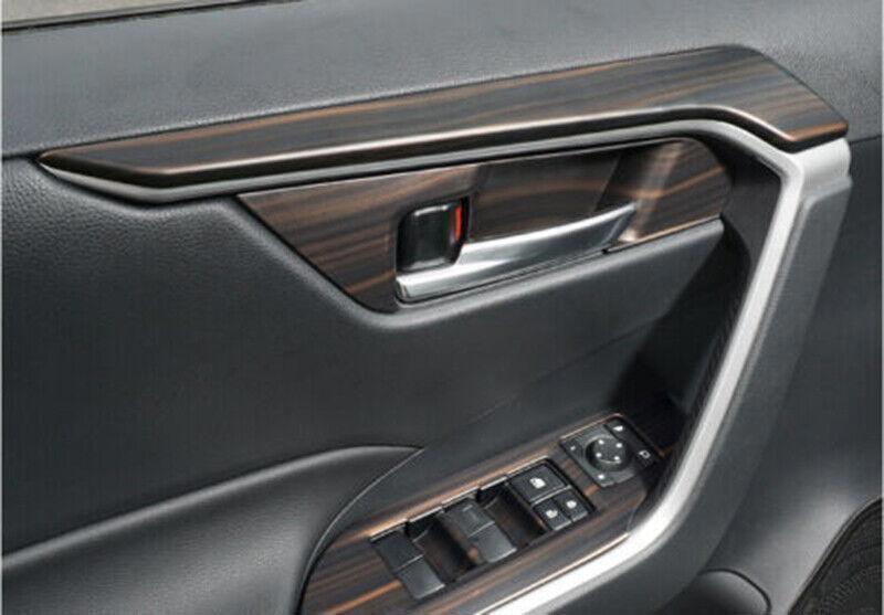 for Toyota RAV4 2019-24 Wood Grain Inner Door Armrest Panel Trim Cover Strip 4P