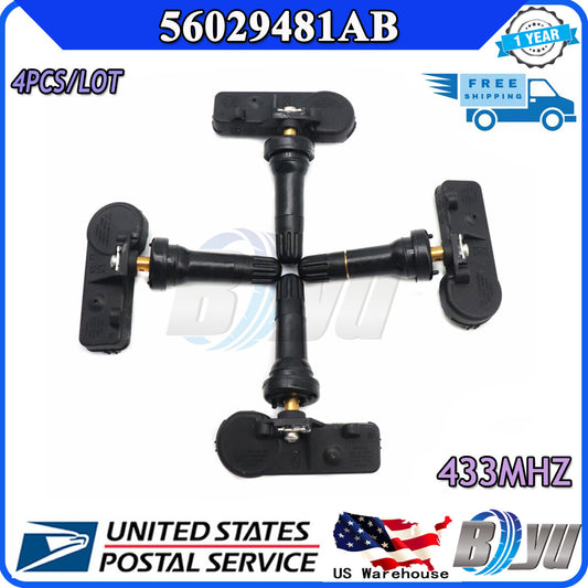 Four new 433MHz tire pressure monitoring sensors (model 56029481AB) for Dodge for Ram 2500 Jeeps.