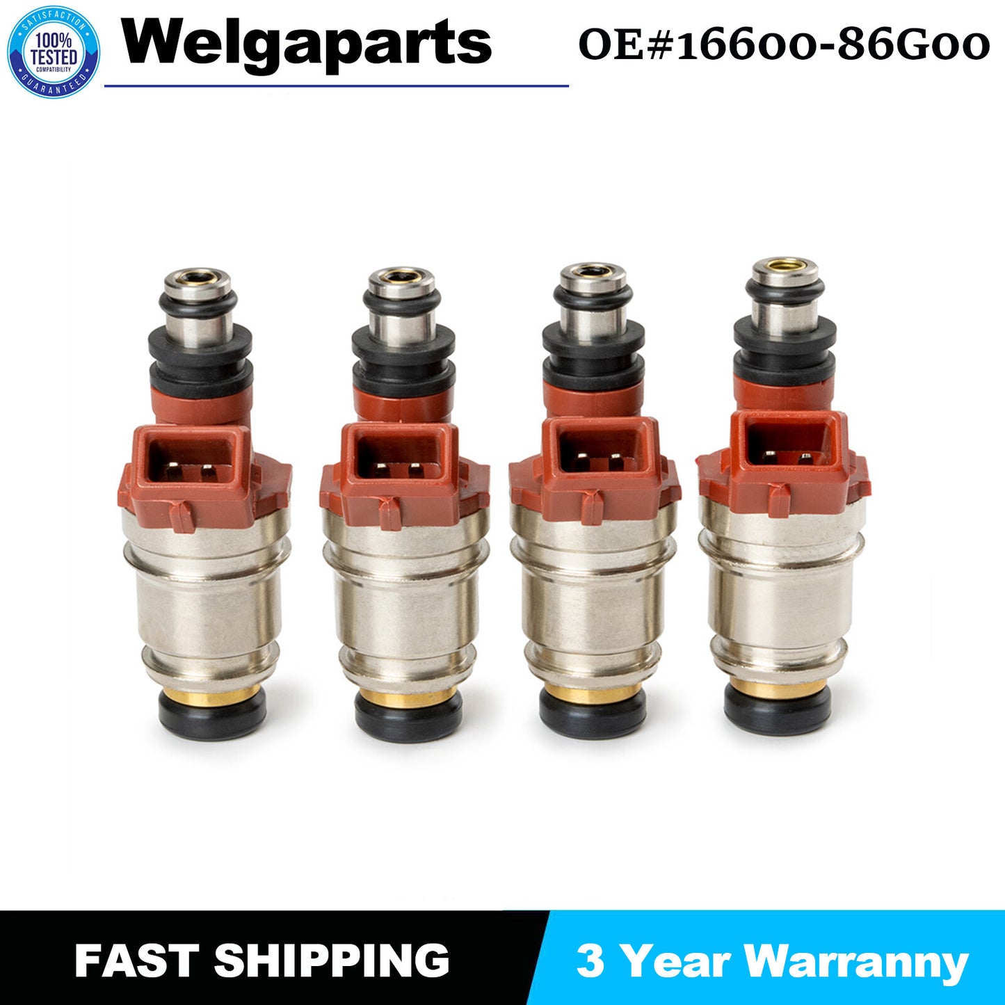 4PCS Fuel Injectors JS21-1 16600-86G00 New for Nissan Pickup D21 2.4L I4