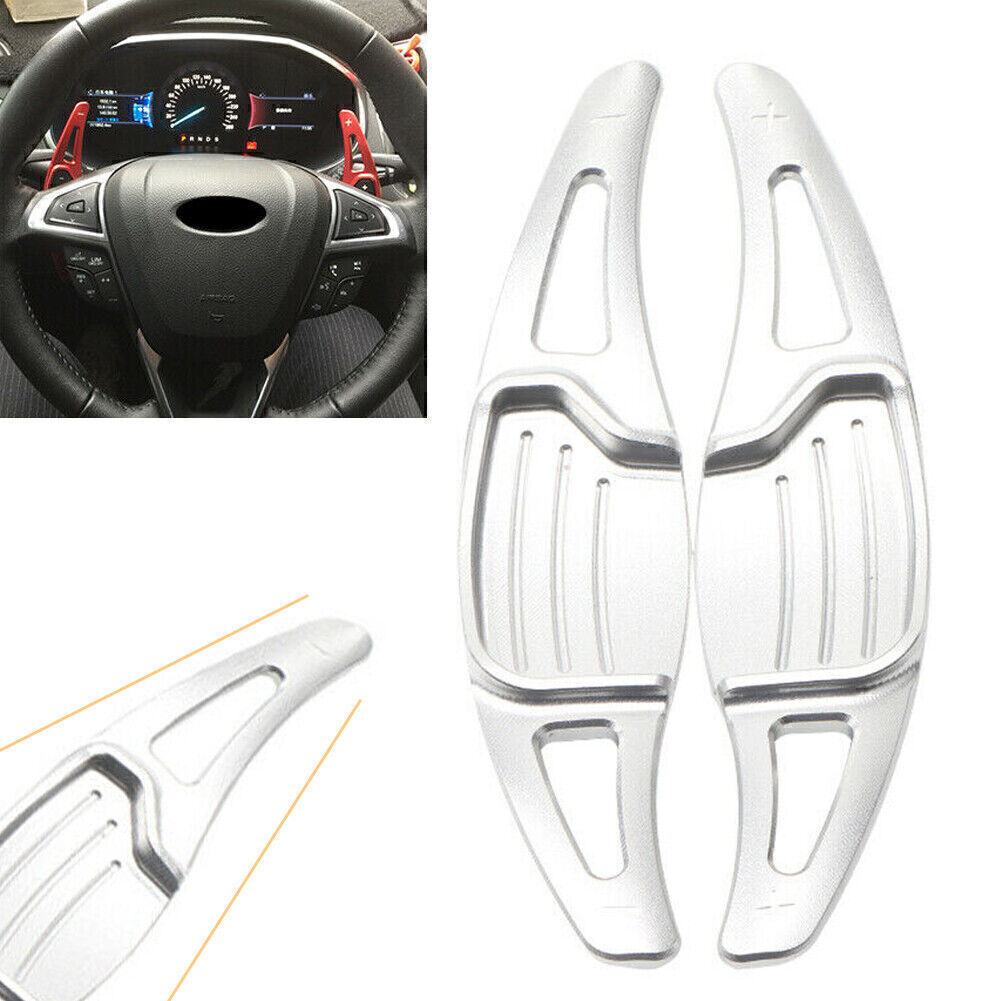 Silver Steering Wheel Shift paddle Shifter Extension Fit for Ford Mondeo 2013-2019