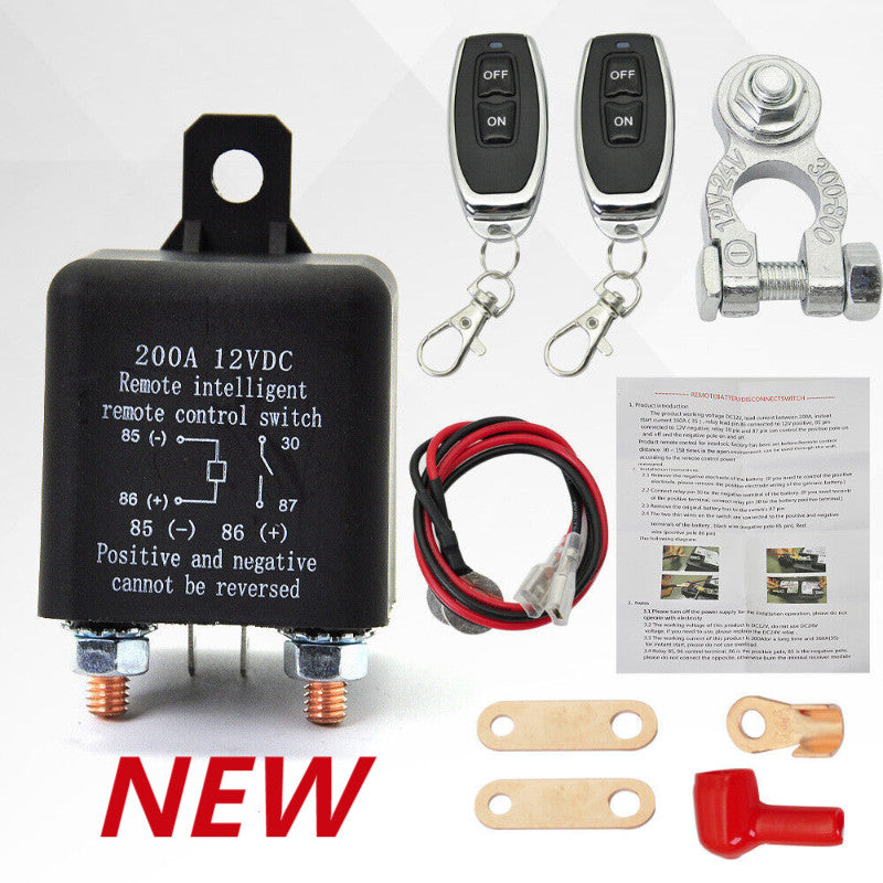 12V Wireless Dual Remote Car Battery Disconnect Relay Master Kill Cut-off Switch