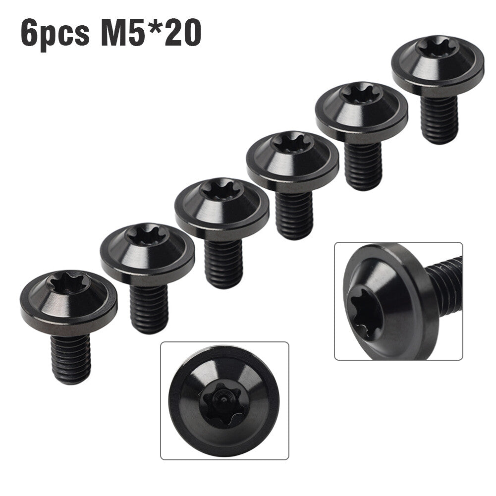 6pcs Alloy Bolts Truss Torx Head Screws M5x20mm For Motorcycle Black