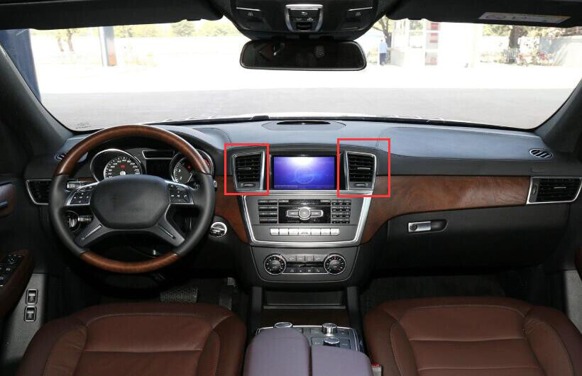 for Benz GL ML 2012-2015 Red Wood Grain Middle Air Outlet Vent Cover Trim 2PCS