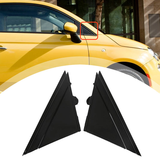 2x For 12-19 for Fiat 500 Door Mirror Flag Cover Moldings Left & Right Matte Black