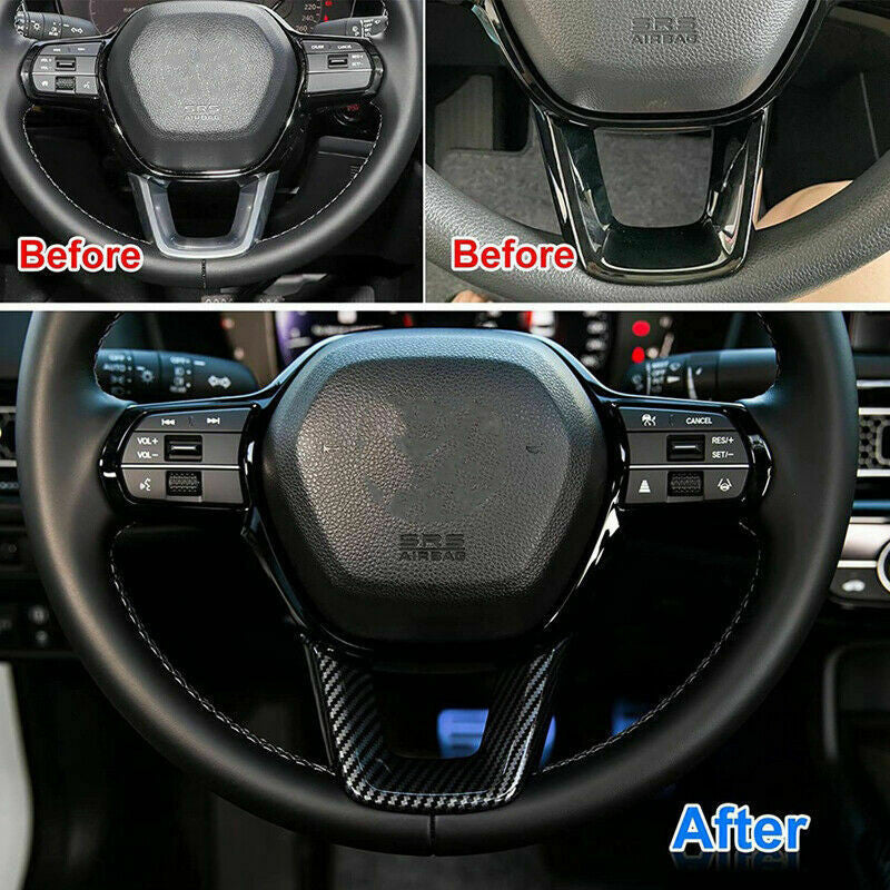 1PCS Carbon Fiber Inner Steering Wheel U Type Cover Trim for Honda for Civic 22-2024