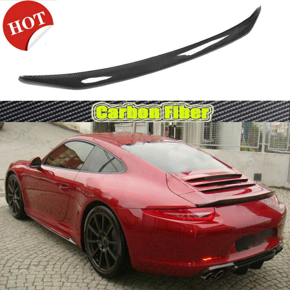 for Porsche 911 991 2012-18 Real Carbon Fiber Rear Trunk Spoiler Lip Wing Cover