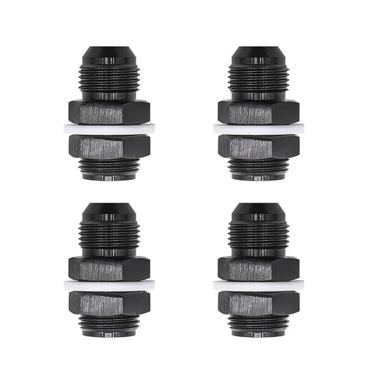 4Pcs Black 10 AN AN10 Flare Fuel Cell Bulkhead Fitting With Teflon Washer AN10