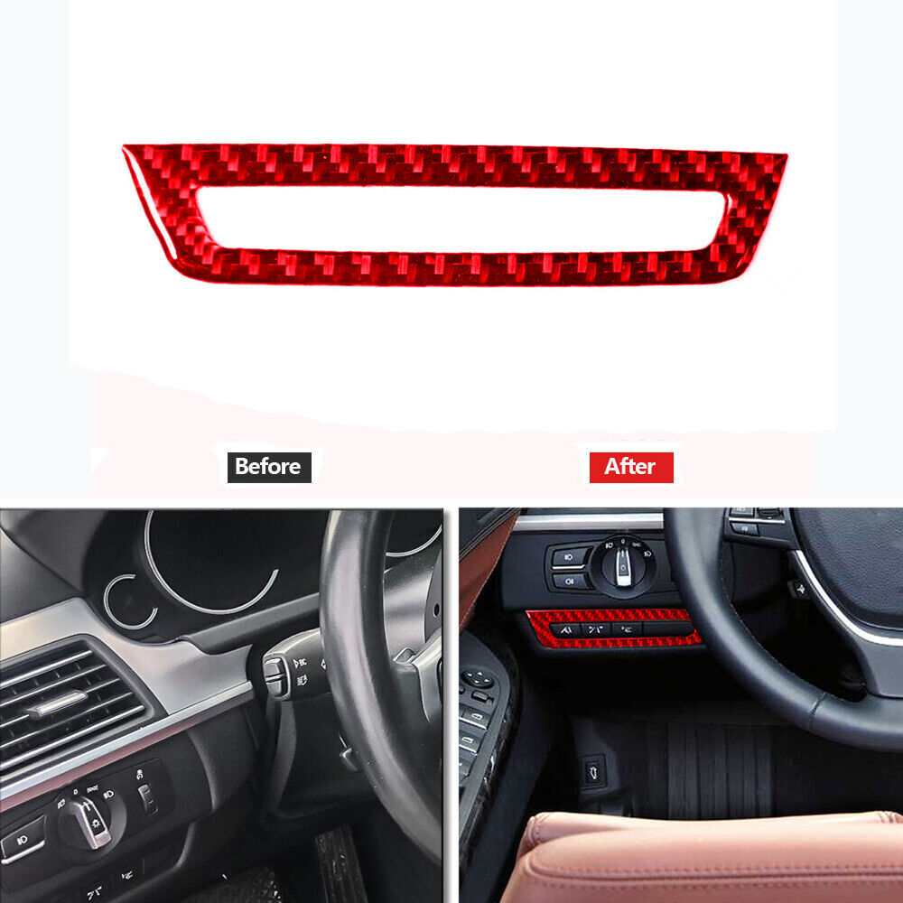 Red Carbon Fiber Button Control Decorative Cover Trim for BMW 6 Series F12 F13