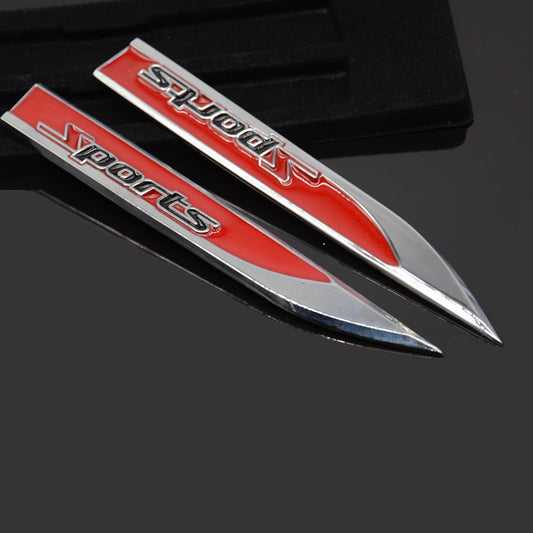 Red Sport Car Blade Dagger Sticker Badge Emblem Decal Landmarks Metal Mark Decor