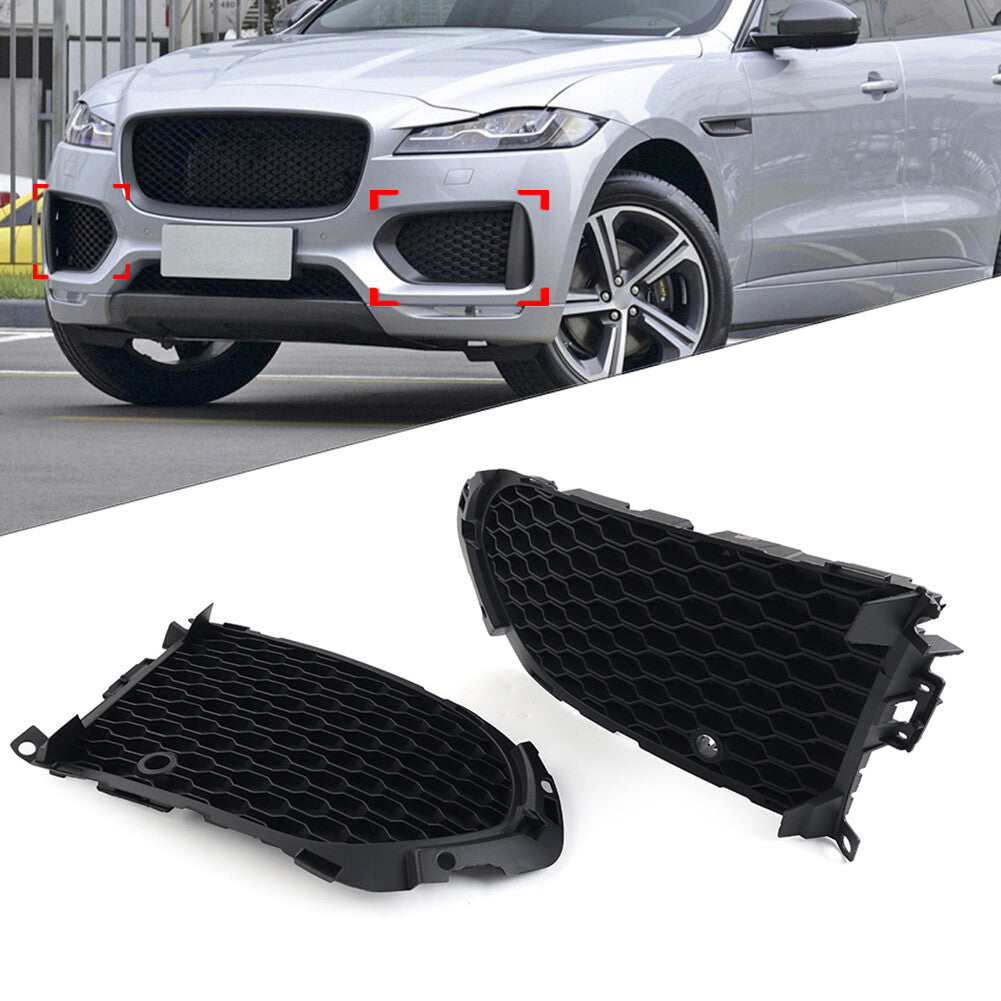 Closed Mesh Front Bumper Fog Light Lamp Grill Grille With PDC Fit for Jaguar F-Pace