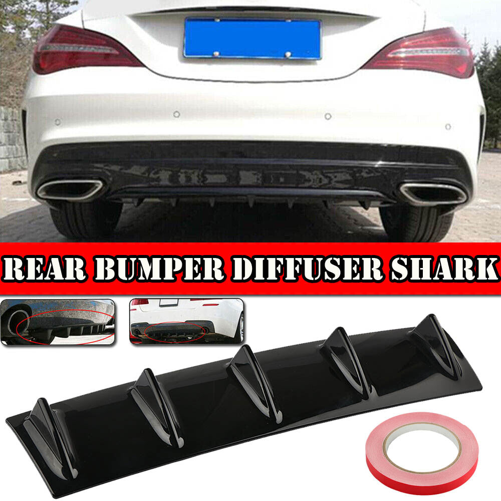 Shark Fin 5 Wing Lower Lip Rear Bumper Diffuser Spoiler Gloss Black Universal