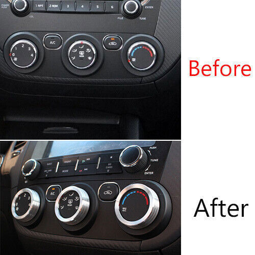 Console AC Switch Control Button Ring Trim Fit for Kia K3 14-18 Silver Aluminum