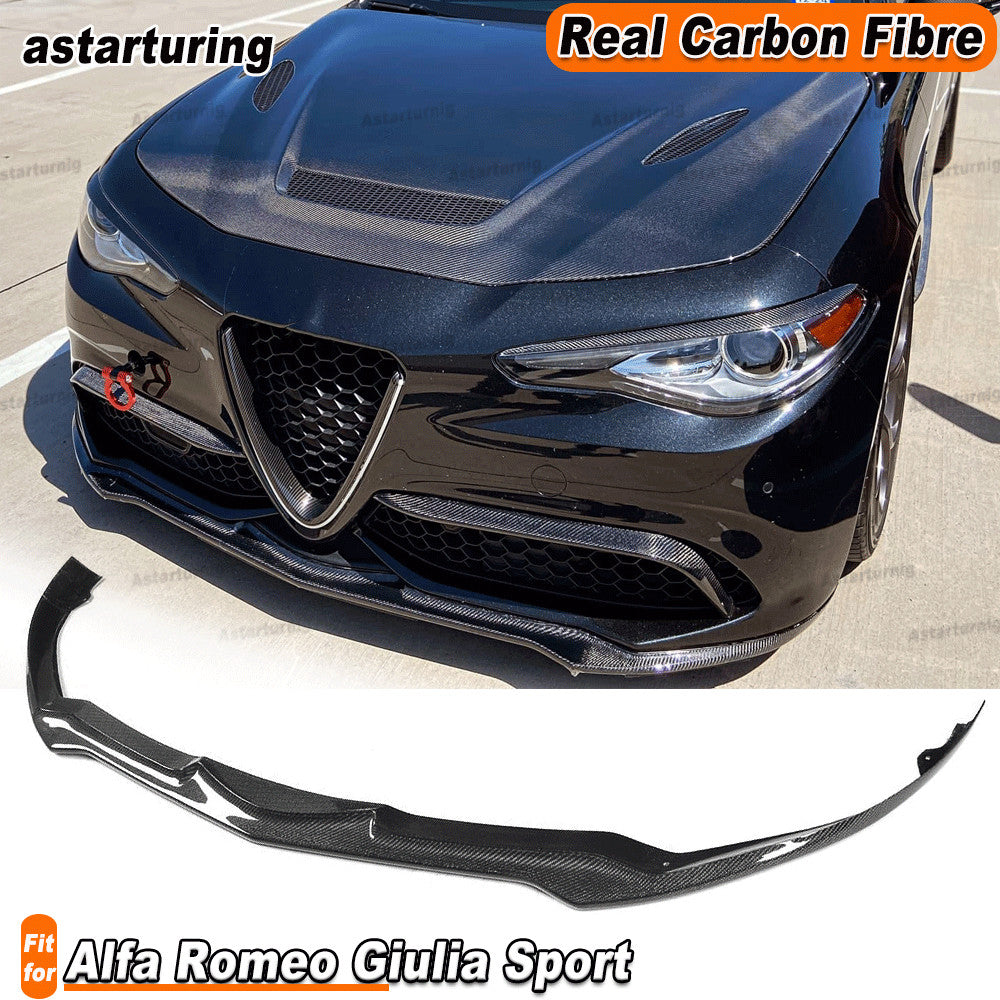 for Alfa Romeo Giulia Sport Sedan 2016-18 REAl Carbon Front Bumper Lip Spoiler