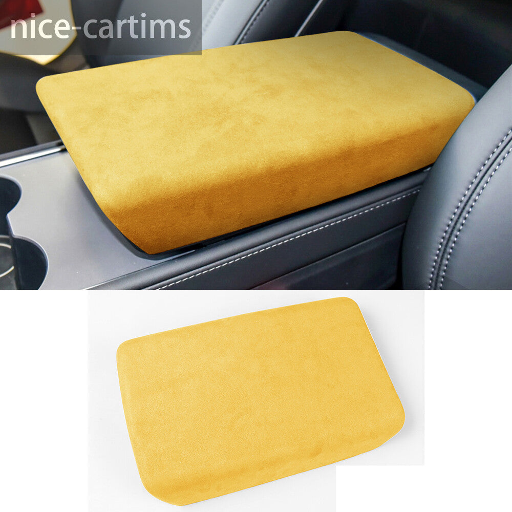 Suede Yellow Center Console Armrest Box Panel Cover for Tesla Model 3 2017-2023