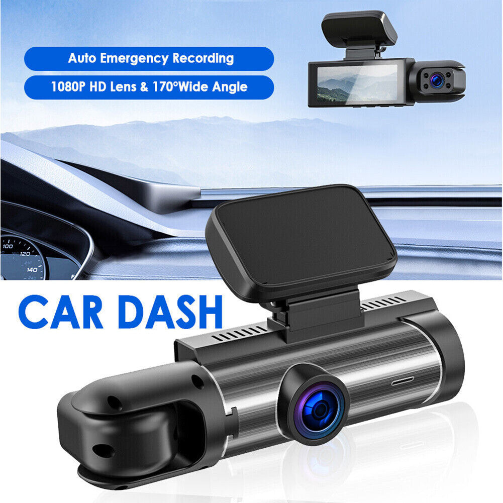 3.16in HD Car DVR Dual Lens Dash Cam Video Recorder G-Sensor Front Inside Camera