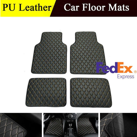 4PCS Universal Car PU Leather Floor Mat Front Rear Carpet Protect Pad Waterproof