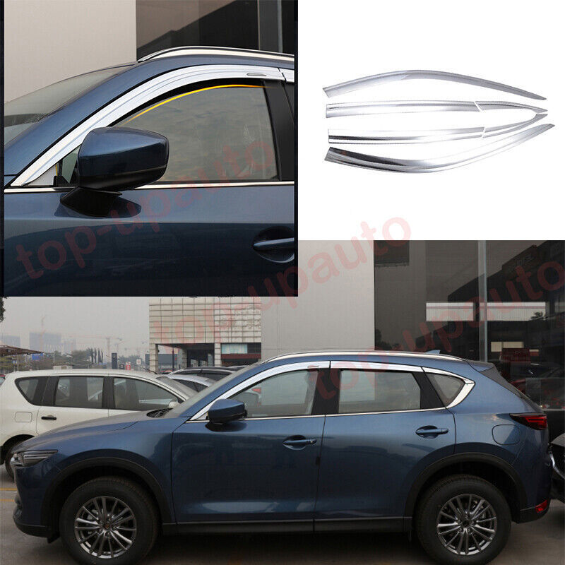 for Mazda CX-5 2017-2024 Chrome Car Window Visors Sun Rain Guard Vent Deflector