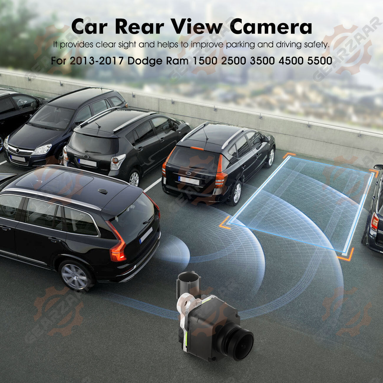Rearview backup camera 56038978AL, compatible with 2013-2015 for Dodge for RAM 1500 2500 3500