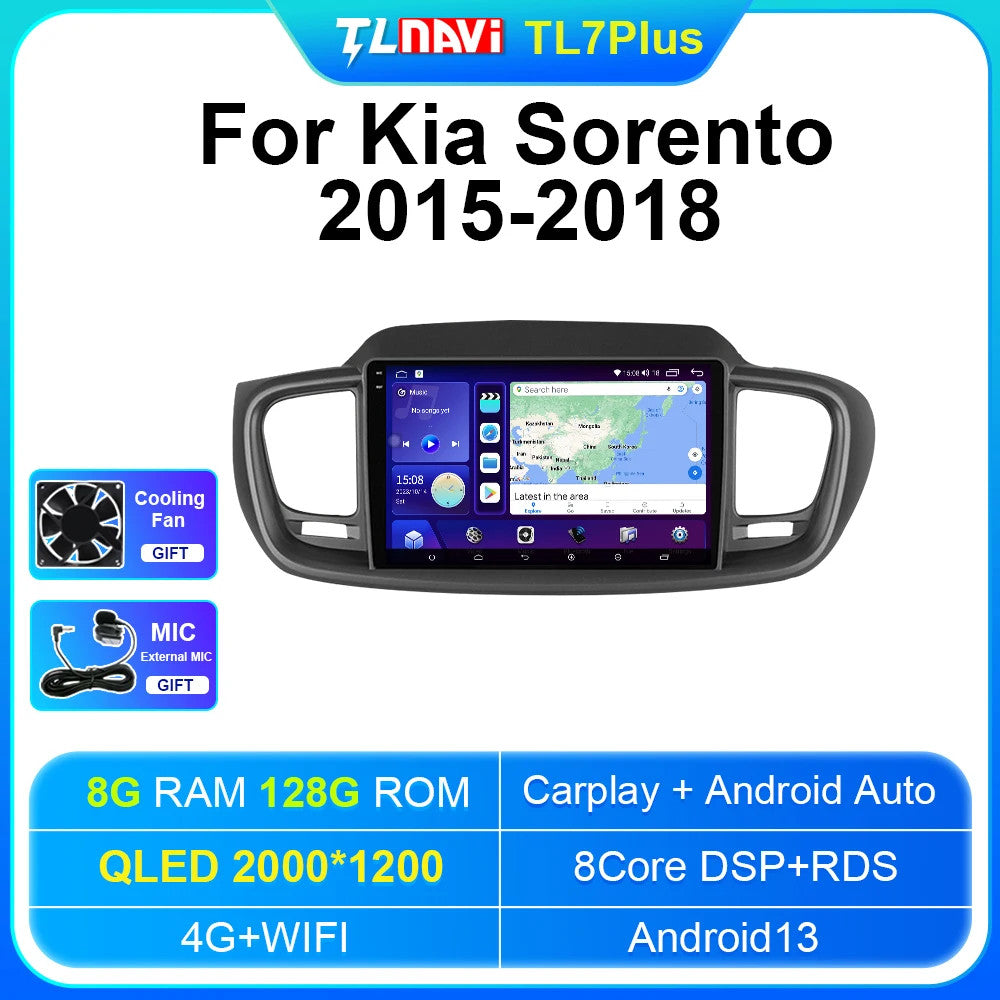 for Kia for Sorento 2015-2018 Android CarPlay Head Unit Screen Stereo Car Radio GPS