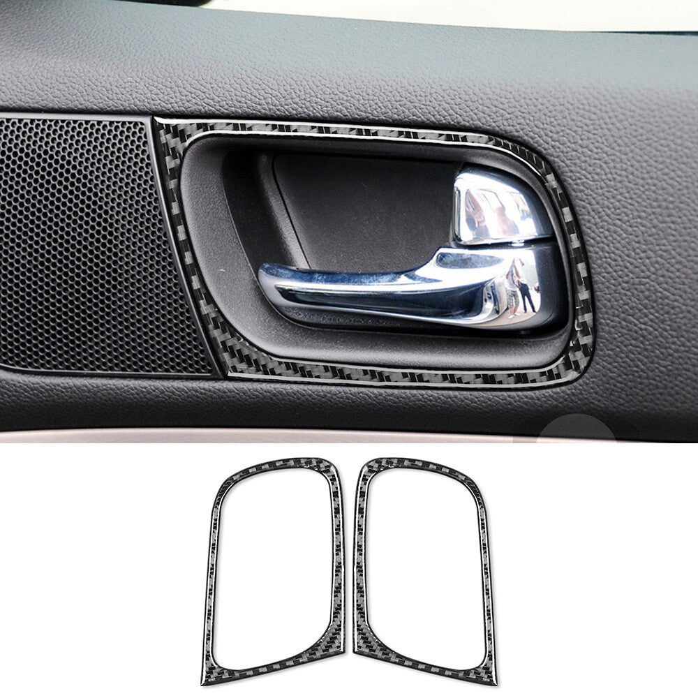 Carbon Fiber Interior Door Handle Ring Cover Fit for Infiniti G37 2-Door 2010-13