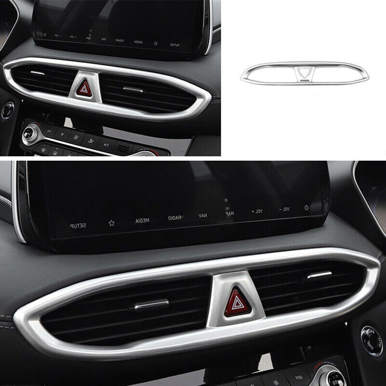 for Hyundai Santa Fe 2019-2022 Silver Central Console Air Outlet Vent Cover Trim