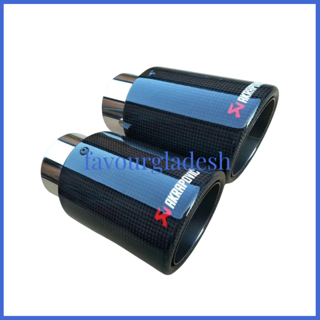 2Universal Akrapovic Glossy Carbon Fiber Exhaust Muffler tip Tail pipe 63-89mm