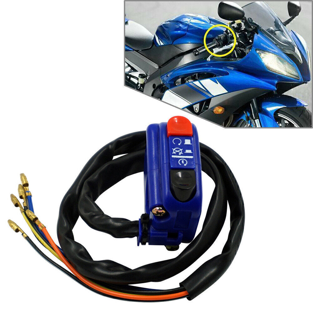 7/8 Handlebar Ignition Switch On Off Starter Engine Start Universal Blue
