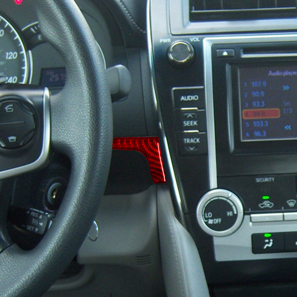 Red Steering Wheel Right lgnition key Trim Carbon Fiber for Toyota for Camry 2012-14