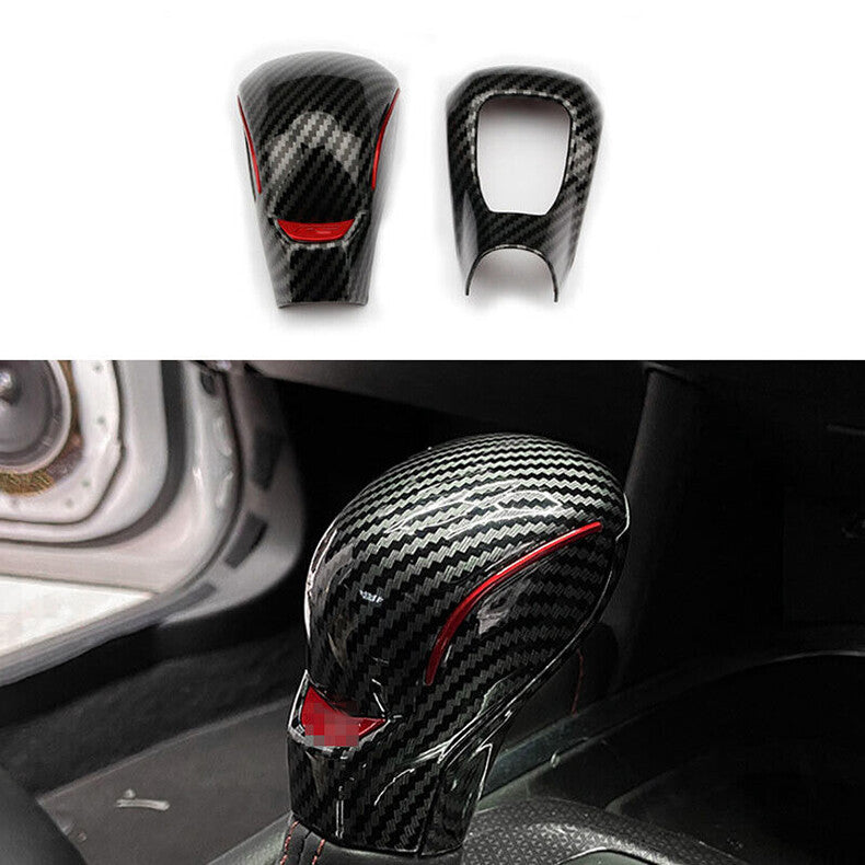 2pcs Carbon Fiber Interior Gear Shift Knob Cover Trim for Chevy Blazer 2019-2022