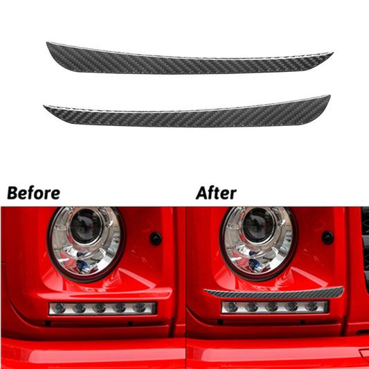 Carbon Fiber Front Headlight Eyebrows Cover Trim for Mercedes G-Class 2013-2018