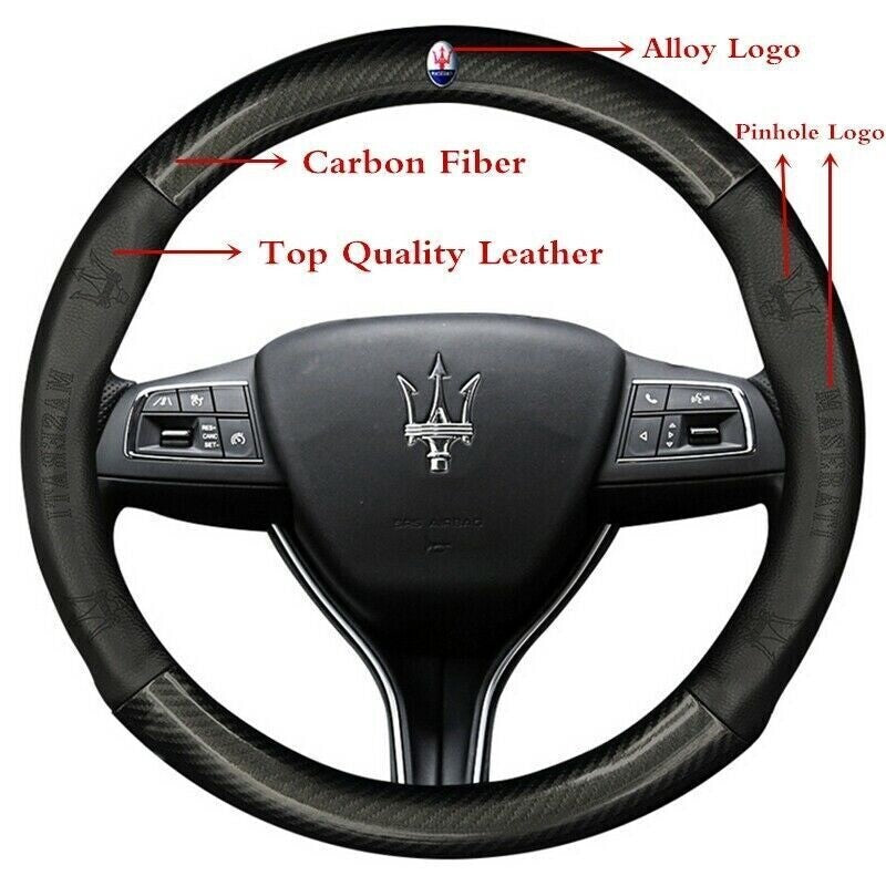 New protective cover for black 15-inch leather car steering wheel, suitable for Porsche .