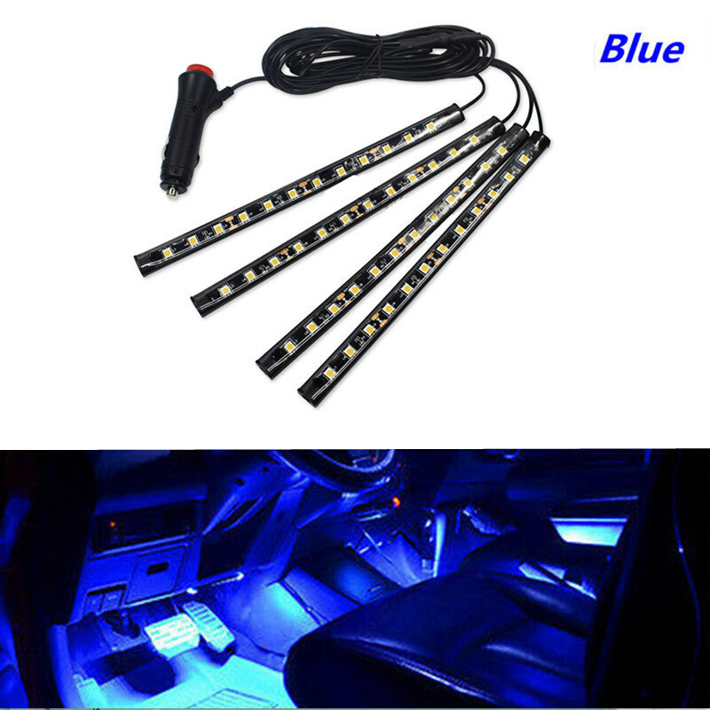 Car 4in1 Lamp Interior Trim Atmosphere Glow Decor Note Light Decoration Blue LE