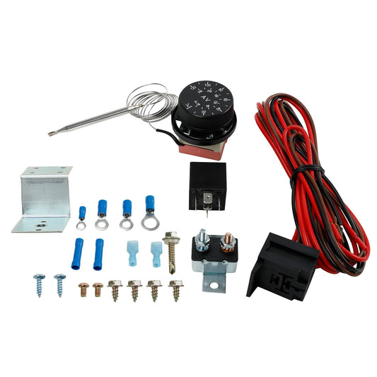 Adjustable 12V Electric Radiator Fan Thermostat 3-Pin Control Relay Wire Kit